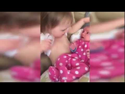 Sweet CUTE Kids Try for Little Brother Sister Breastfeeding 2018