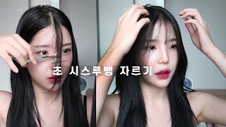 넘길수있는 앞머리 자르기🍯꿀팁,초시스루뱅/ self_cut, best hacks- [쩡유]