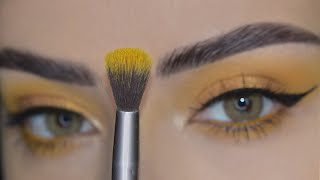 مكياج ربيعي صيفي اصفر مناسب للمبتدئين والمراهقات | yellow spring summer eye tutorial 