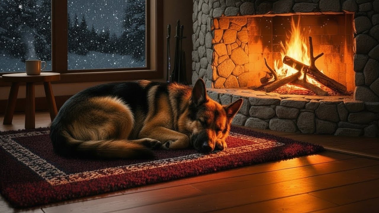Sleeping Dog 🐶 by Fireplace 24/7 | 🔥Crackling Fire Sounds