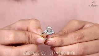 3.0 Ct Emerald Cut Ivs Lab Created Diamond Wedding Ring, Muse Engagement Ring, Lab Diamond Ring