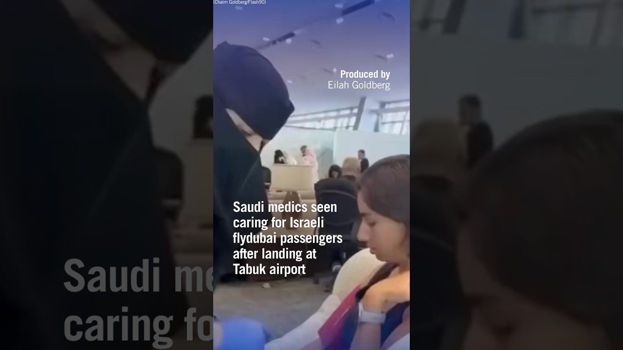 Saudi medics seen caring for Israeli flydubai passengers after landing at Tabuk airport