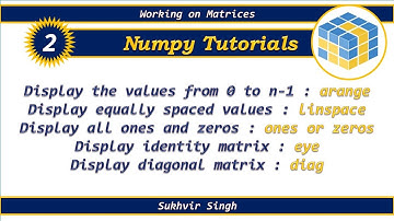 Numpy Tutorials Part 2 : arange, linspace, ones, zeros and diag in Python