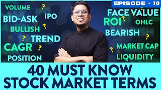 40 Must Know Stock Market Terms for Beginners! Learn Stock Market A-Z | E10