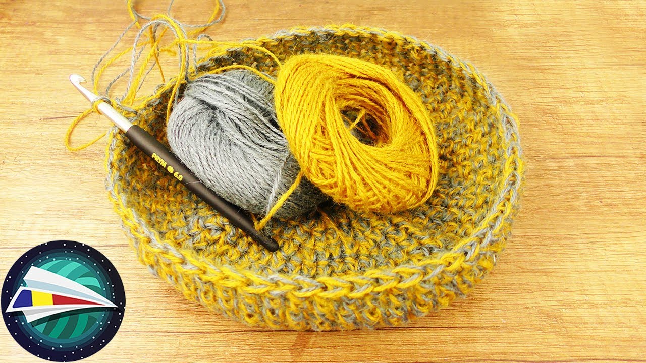 Croșetăm cu fir de cânepă. Idei de croșetat de vară. Coșuleț DYI. Croșetăm obiecte practice