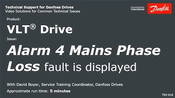 VLT® Drives: Alarm 4 Mains Phase Loss is displayed