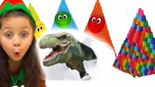 Chiki-Piki song + Funny Play With Dinosaur | Five Children Family Kids Songs