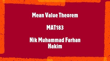 MAT183 - Mean Value Theorem for Derivatives