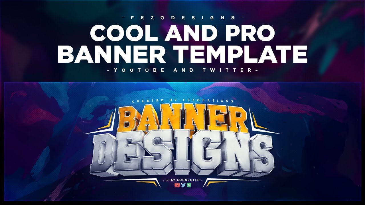 Cool And Pro 3d Banner Template Youtube Twitter Fezodesigns Youtube