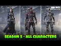 Season 5 all free  paid battle pass characters cod mobile  s5 codm leaks
