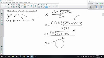 Lesson 2.6 The Quadratic Formula