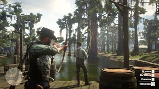 RDR2 - Shooting from a bow with arrows from small game at a fisherman screenshot 5