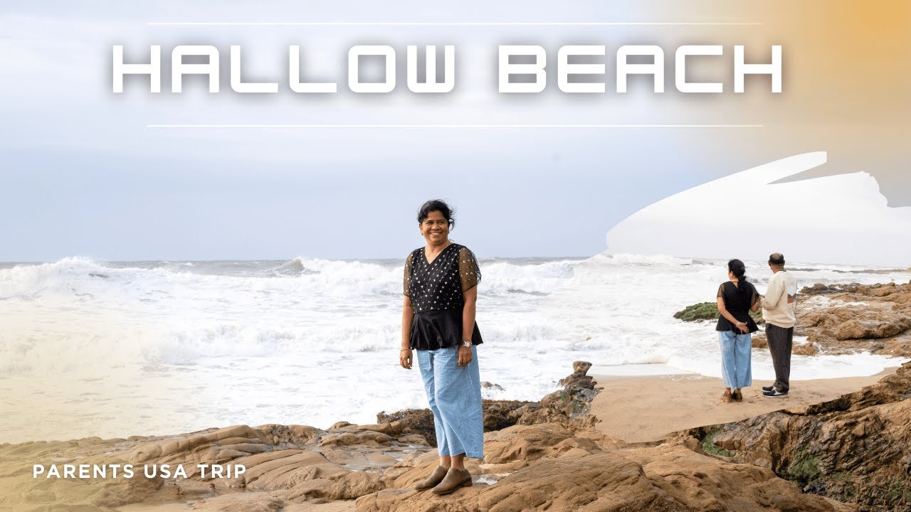 Relaxing Beach Walk at Hallow Beach 🌊 | California Coast | Telugu Travel Vlog