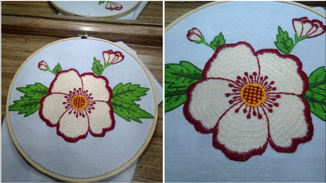 Hermosa puntada de ojal para bordar flores de pétalos grandes 🌺🌺 te encantará el resultado !!!!