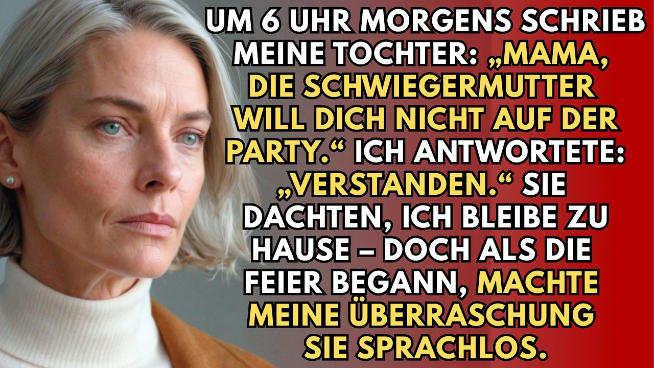 Punkt sechs Uhr morgens schickte mir meine eigene Tochter die Nachricht: „Mama, Isolde möchte nicht, dass du zur Geburtstagsparty deines Enkels kommst. Dein Stil passt nicht zur Ästhetik der...