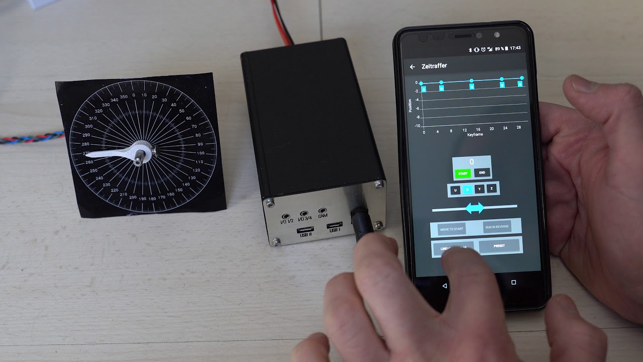 PureMoCo Android app running on Pocketslider Controller (PT PRO Controller)