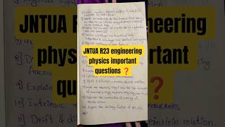 R23 JNTUA engineering physics important questions❓#jntua #btech #btmstudies #exam #shorts #physics
