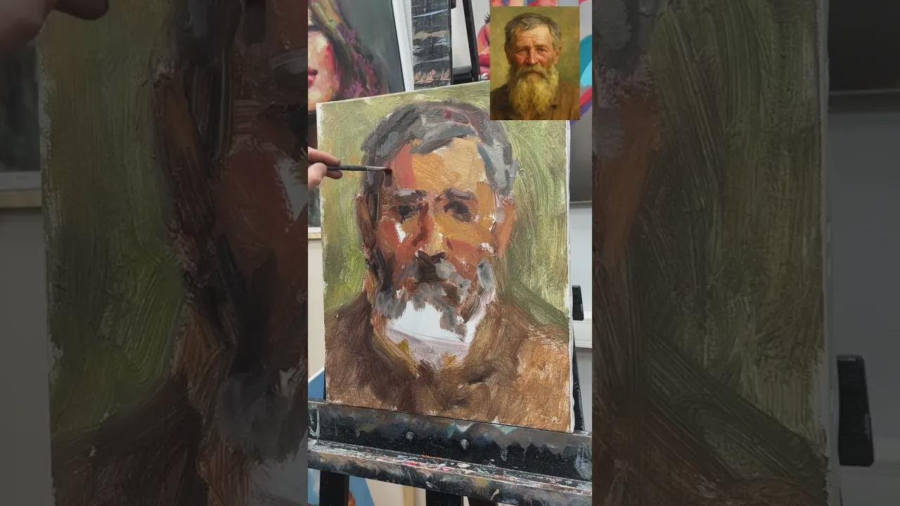 Así pinto un retrato al óleo de un abuelito ruso: primer paso y todo el proceso explicado, parte 1