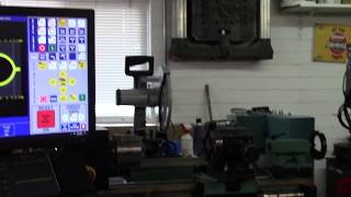 Denford Orac Lathe, demonstrating the tool changer and CSS running under Centroid CNC Acorn control.