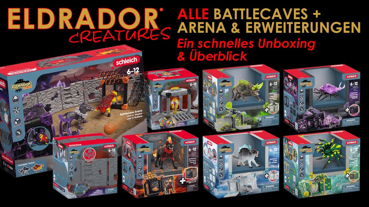 Schleich ® Eldrador ® Creatures - alle BattleCaves + Battle Arena - schnelles Unboxing & Überblick