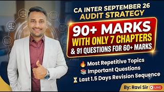 CA Inter AUDIT Important Questions (Sept'26)🔥Score 90+ Marks | Last Moment Revision + Topics