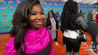 Celina Smith on the 2023 Kids Choice Awards Orange Carpet