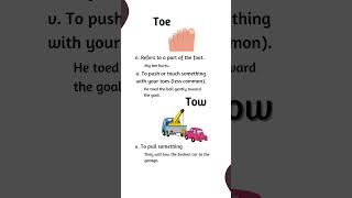 Homophones - Toe and Tow | Get Differences #shortsfeed #shorts #shortsviral #homophones