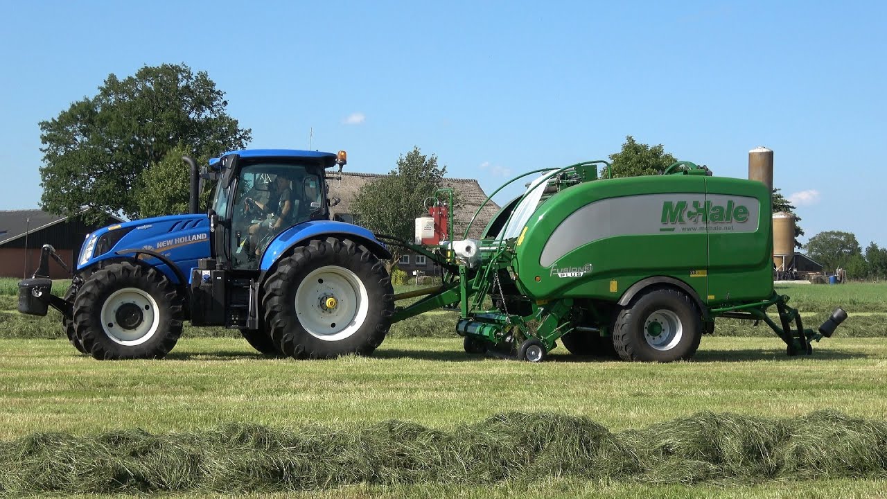 New Holland T6.180 & McHale Fusion 3 Plus pers-wikkelaar - Loonbedrijf Bouwhuis (2019)