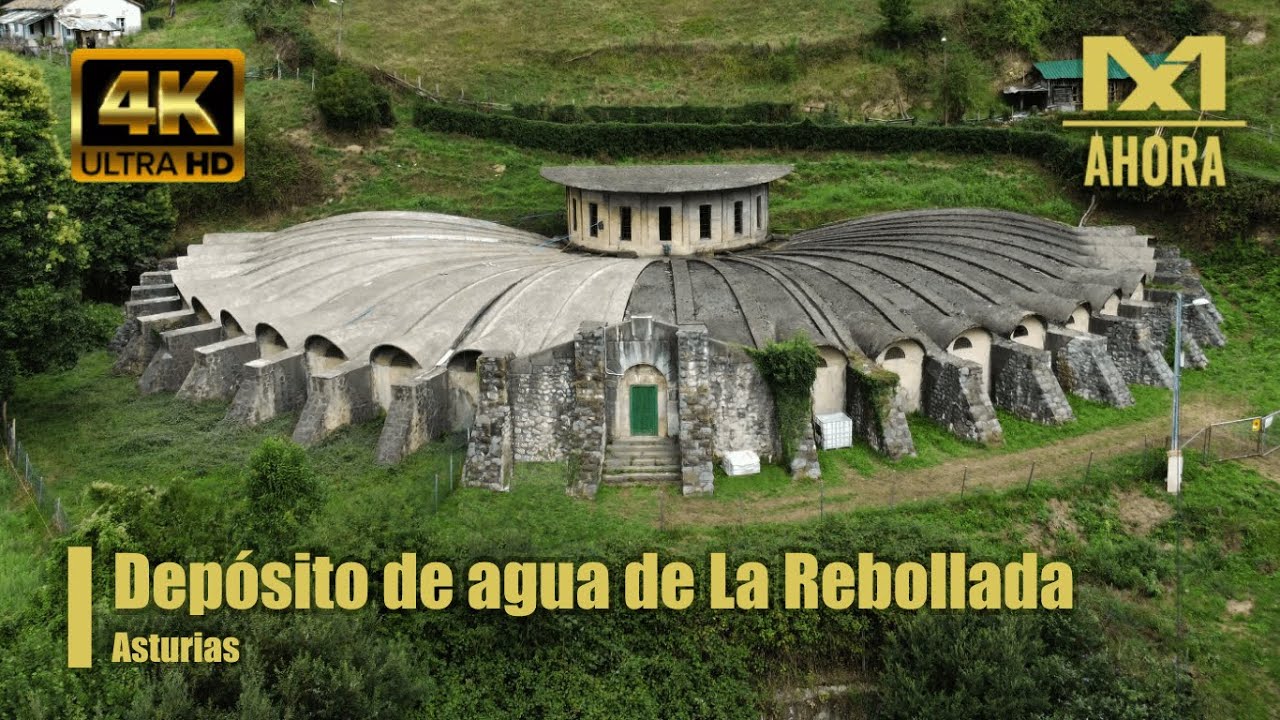 DEPÓSITO DE AGUA DE LA REBOLLADA (MIERES - ASTURIAS) A VISTA DE DRON [4K]