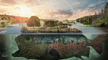 Tutorial Photoshop Surreal Fantasy Underwater #Manipulation Big fish Island