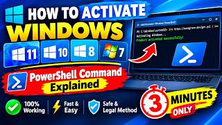 How to Activate Windows 11, 10, 8 & 7 | PowerShell Command Explained 💻🔥