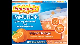Emergen C Immune Plus Vitamin C Supplement for Immune Support, Super Orange, 30 Ct