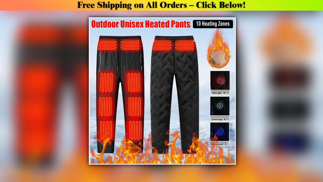 Unisex Heated Pants 10 Heating Zones Heating Warmer Pants Winter Electric Heated Trousers Winter