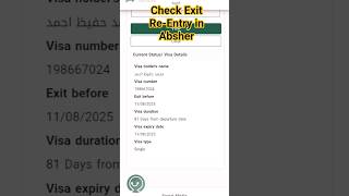 Absher me chuti check karne ka tarika | Check Exit Re-Entry in asher #exitreentryvisa #ytshorts #yt
