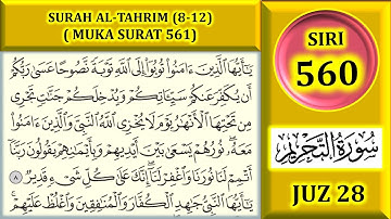 آموزش مطالعه قرآن جز 28: سوره مبارکه الطهریم (آیات 8-12) صفحه 561