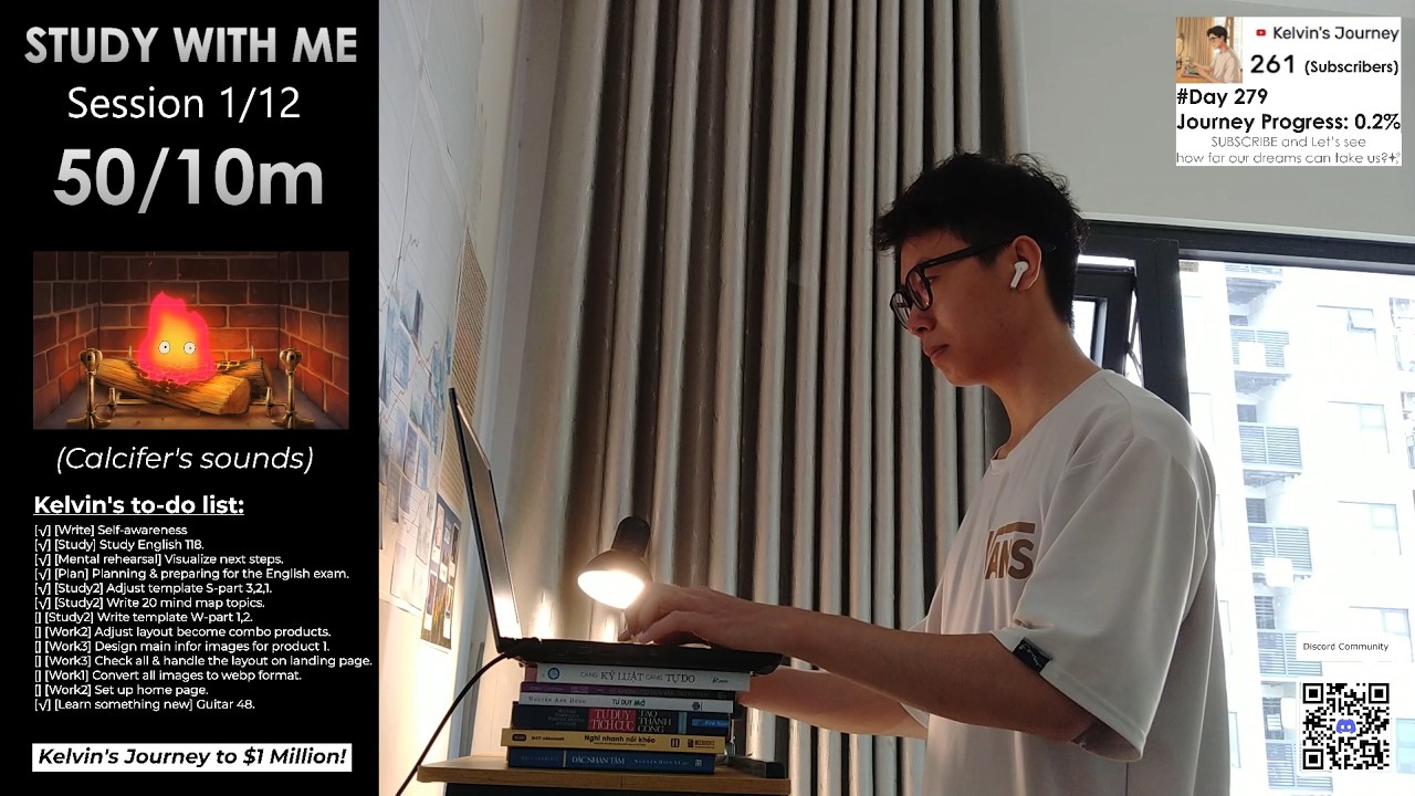 #Day279 Study with me |🍅 8 hours live pomodoro 50/10m🔥Kelvin's Journey to $1Million💰