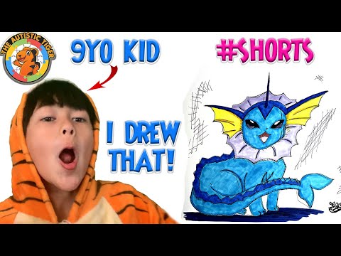 9yo Autistic Savant Draws  Vaporeon  Pokemon shorts