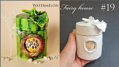 Watermelon Fairy House Cardboard, Glass Jar, DIY A...