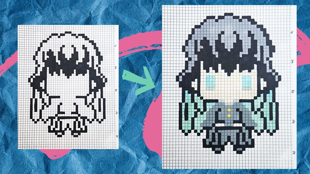 How to Draw Muichiro Tokito Easy With Pixel Art Demon Slayer YouTube
