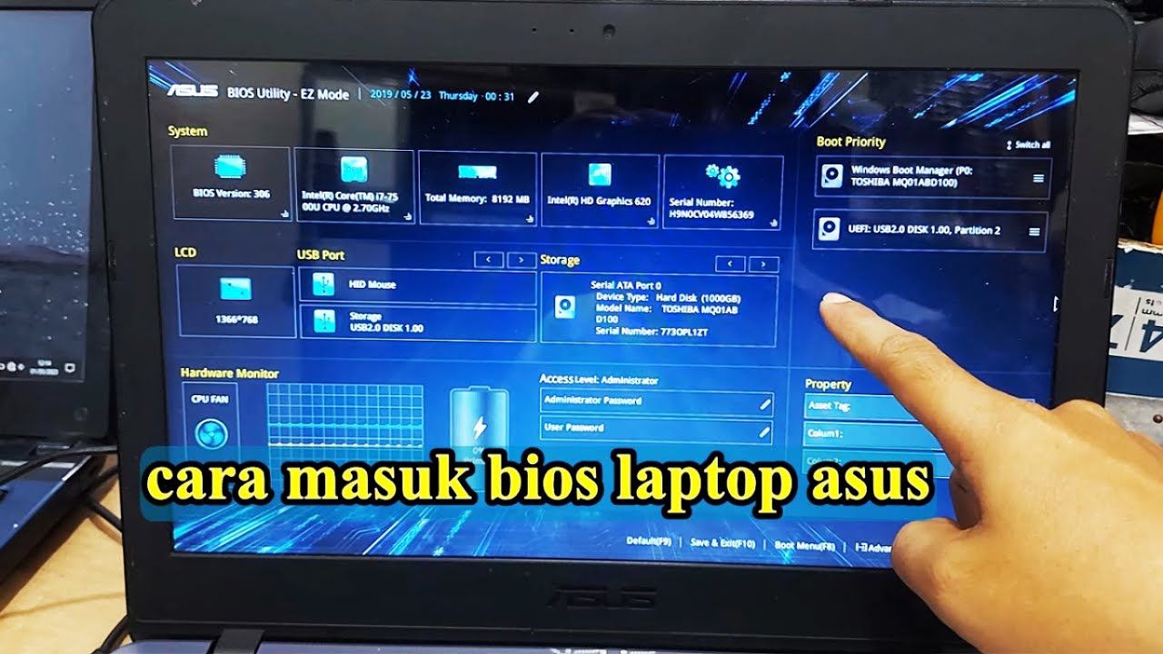 Cara Masuk Bios Laptop ASUS, Notebook Asus, Bios Utility EZ Mode