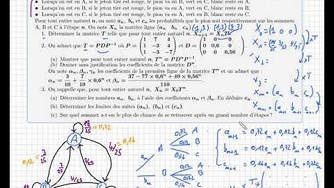 Matrices et Marche aléatoire • Graphe probabiliste • Bac S 2015 • spécialité maths • terminale S