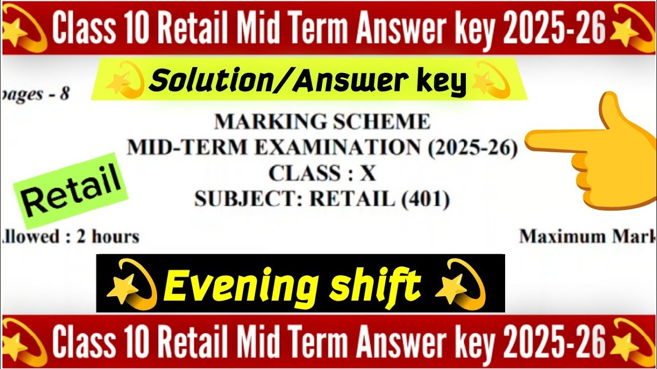 Class 10 retail answer key 2025-26 evening shift / Retail mid term ...