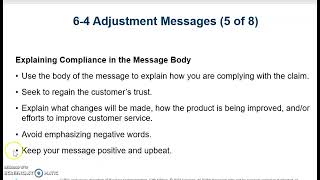 Adjustment and Goodwill Messages