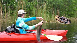 Fishing ABANDONED Alligator Infested Pond for BIG FISH!!!