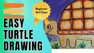 Easy Turtle Drawing & Colouring with Oil Pastels | Art Class for Kids 🐢🎨