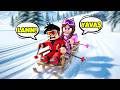 KENDİ KIZAĞIMIZI YAPTIK DAĞDAN AŞAĞI UÇTUK! AYBÜKE DÜŞTÜ 😁 Roblox draw A sleigh slide downhill