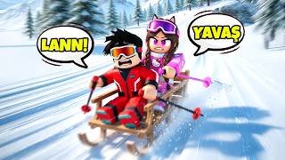 KENDİ KIZAĞIMIZI YAPTIK DAĞDAN AŞAĞI UÇTUK! AYBÜKE DÜŞTÜ 😁 Roblox draw A sleigh slide downhill