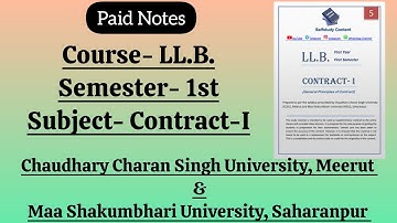 LLB (1st Sem) Contract-I Paid Notes | CCS University & MS University @selfstudycontent