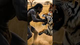 Big giant Tiger and stone age man fight with each other #oração #deus #jesus #oracao #yt #viralvideo