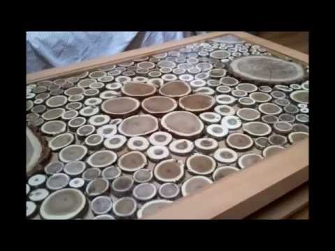 Mesa con tronquitos de madera. youtube